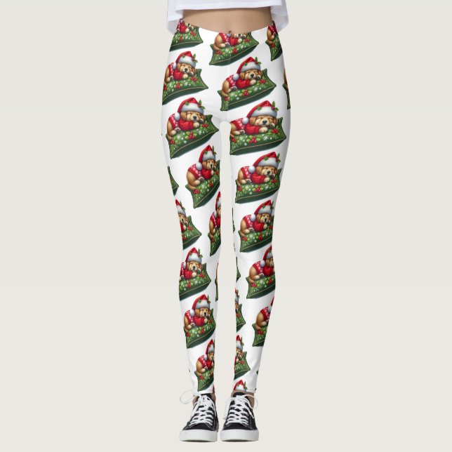 Funny Niedlich Dream Santa Puppy Paws Leggings (Vorderseite)
