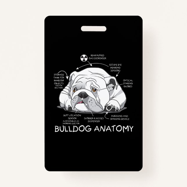 Funny Niedlich English Bulldog Anatomie Hunde Biol Ausweis (Vorderseite)