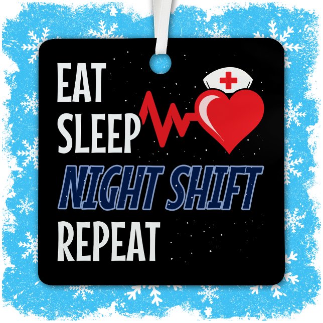 Funny Niedlich essen Schlaf Nachtschicht Wiederhol Ornament Aus Metall (Von Creator hochgeladen)