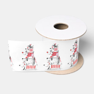 Funny Niedlich Festive Hunde Frohe Weihnachten Satinband