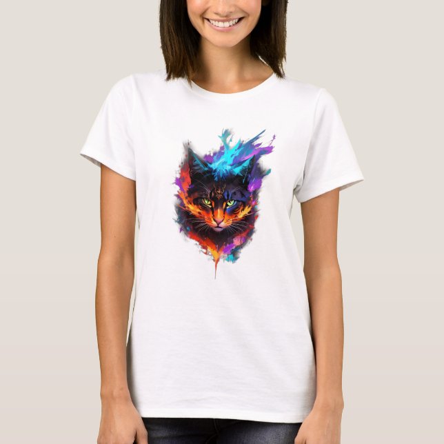 Funny Niedlich Fire Cat Traummagie T-Shirt (Vorderseite)