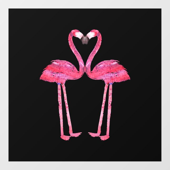 Funny Niedlich Flamingo Couple Liebe Herbst Tier Fensteraufkleber (Blatt)