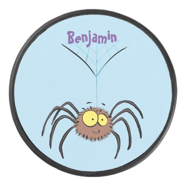 Funny niedlich fluffly spinness Cartoon Eishockey Puck (Vorderseite)