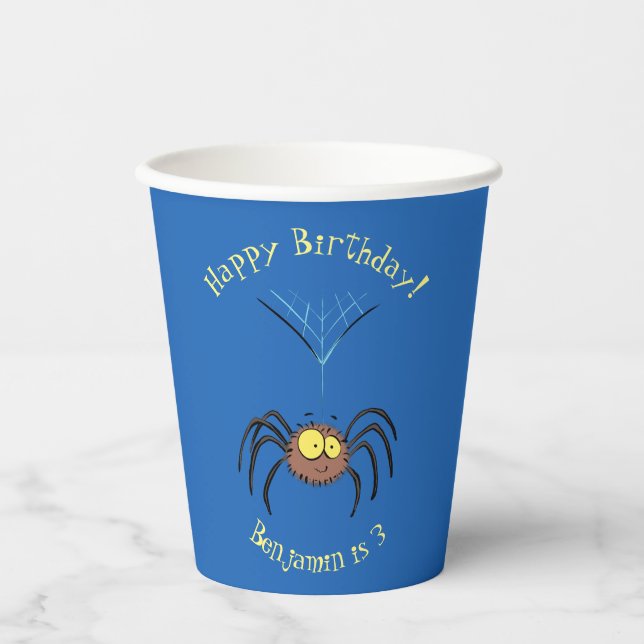 Funny niedlich fluffly spinness Cartoon Pappbecher (Vorderseite)