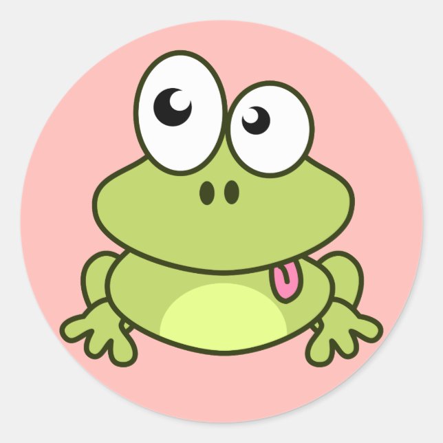 Funny niedlich Frosch Cartoon Kids Runder Aufkleber (Vorderseite)