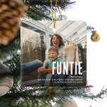Funny Niedlich FUNTIS 2 Foto Tante Weihnachten Keramikornament<br><div class="desc">Spaß Tanten sind das Beste! Schaffen Sie dieses fantastische FUNTIE Weihnachtsschmuck für einen lustigen Tanz in dieser Feriensaison. Laden Sie einfach zwei Bilder Ihrer Wahl hoch und passen Sie den Text an.</div>