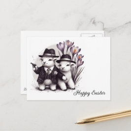 Funny Niedlich Gangster Osterschaf Purple Blumen Postkarte