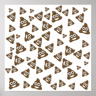 Funny Niedlich Gekackt Emoji Pattern Poster