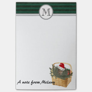 Funny niedlich Girly Holiday santa Katzenmonogramm Post-it Klebezettel