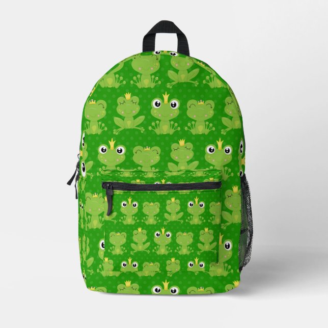 Funny Niedlich Green Frog Bedruckter Rucksack (Vorderseite)