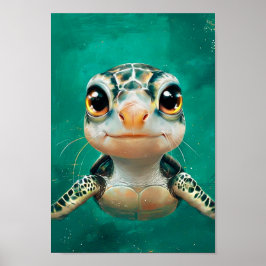 Funny Niedlich Green Sea Turtle Poster