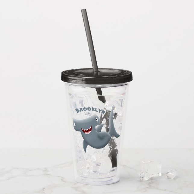 Funny niedlich Hammerhead Hai Cartoon Acryltrinkbecher (Vorderseite Ice)