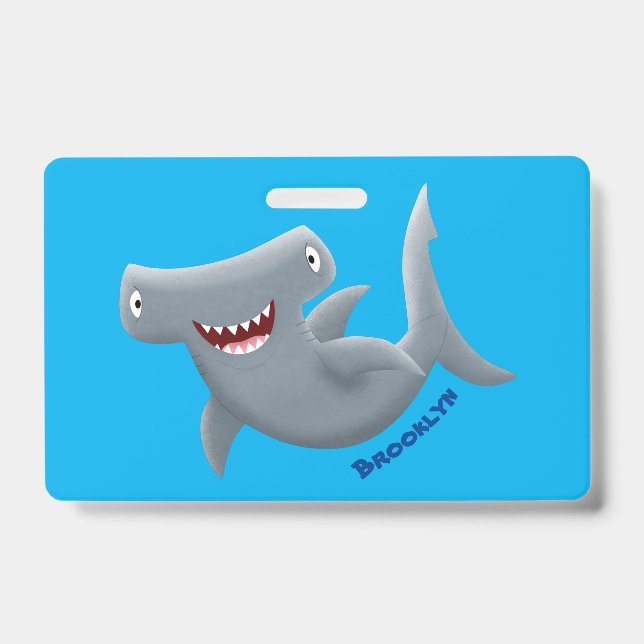 Funny niedlich Hammerhead Hai Cartoon Ausweis (Vorderseite)