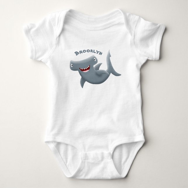 Funny niedlich Hammerhead Hai Cartoon Baby Strampler (Vorderseite)