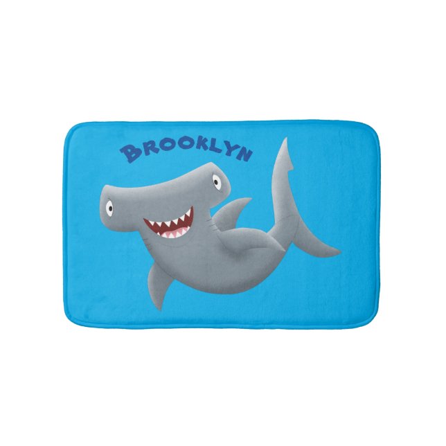 Funny niedlich Hammerhead Hai Cartoon Badematte (Vorderseite)