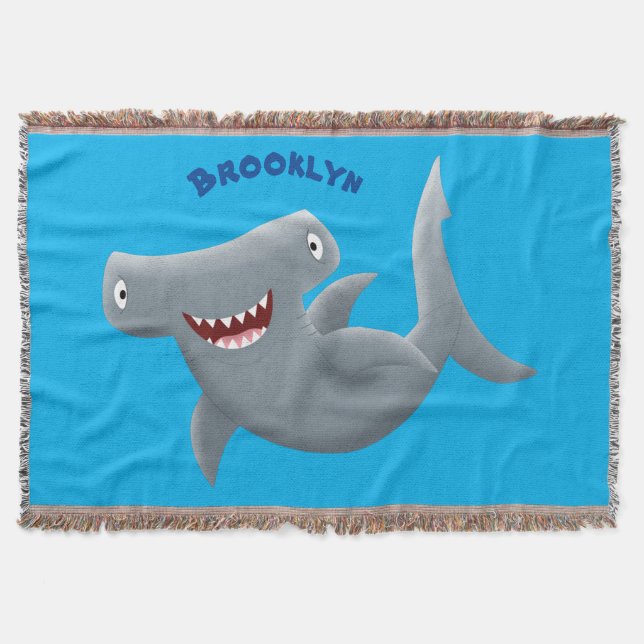 Funny niedlich Hammerhead Hai Cartoon Decke (Vorderseite)