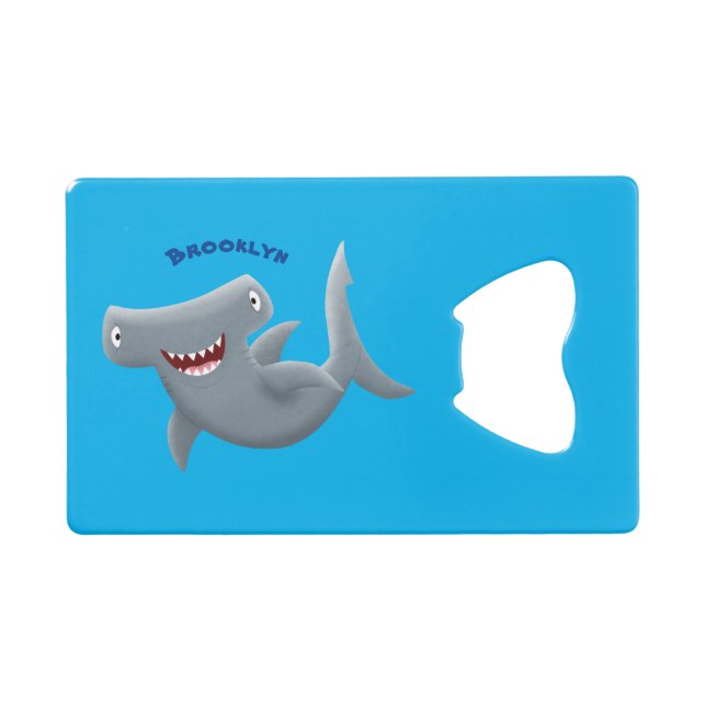 Funny niedlich Hammerhead Hai Cartoon Geldbeutel Flaschenöffner (Vorderseite (Horizontal))
