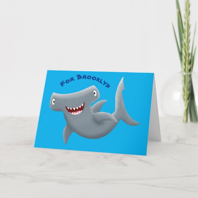 Funny niedlich Hammerhead Hai Cartoon Karte (Vorderseite)
