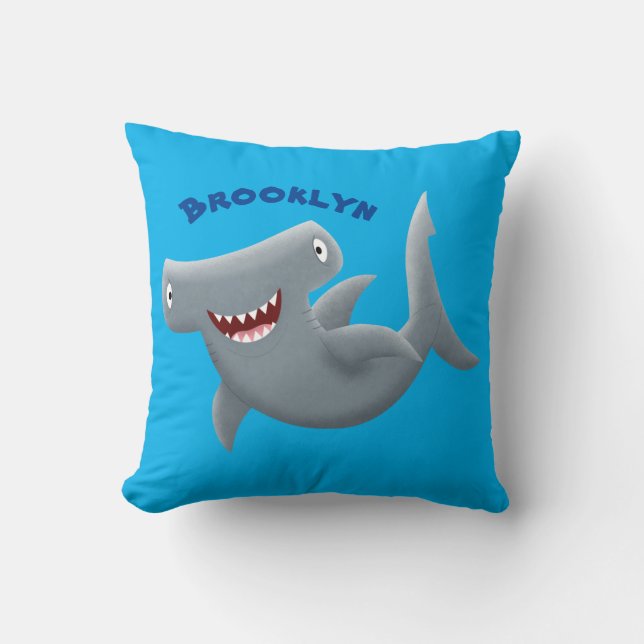 Funny niedlich Hammerhead Hai Cartoon Kissen (Vorderseite)