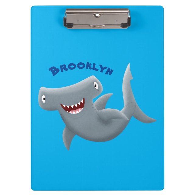 Funny niedlich Hammerhead Hai Cartoon Klemmbrett (Vorderseite)
