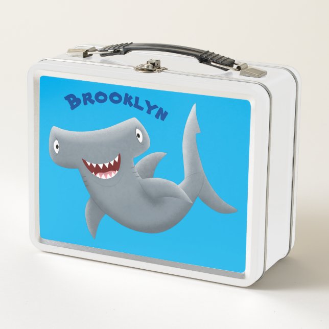 Funny niedlich Hammerhead Hai Cartoon Metall Brotdose (Vorderseite)