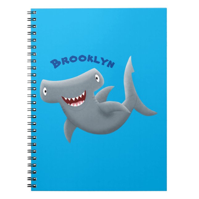 Funny niedlich Hammerhead Hai Cartoon Notizblock (Vorderseite)