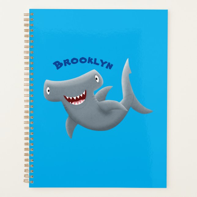 Funny niedlich Hammerhead Hai Cartoon Planer (Vorderseite)
