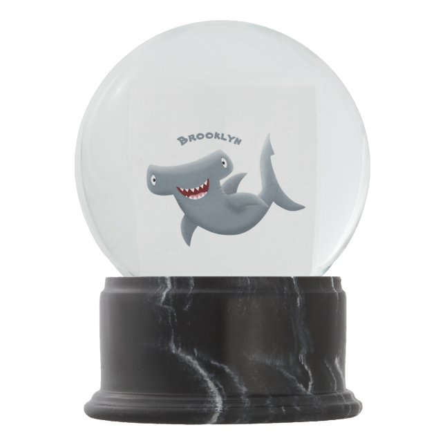 Funny niedlich Hammerhead Hai Cartoon Schneekugel (Vorderseite)