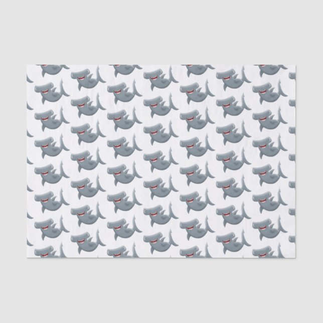 Funny niedlich Hammerhead Hai Cartoon Seidenpapier (Vorderseite)