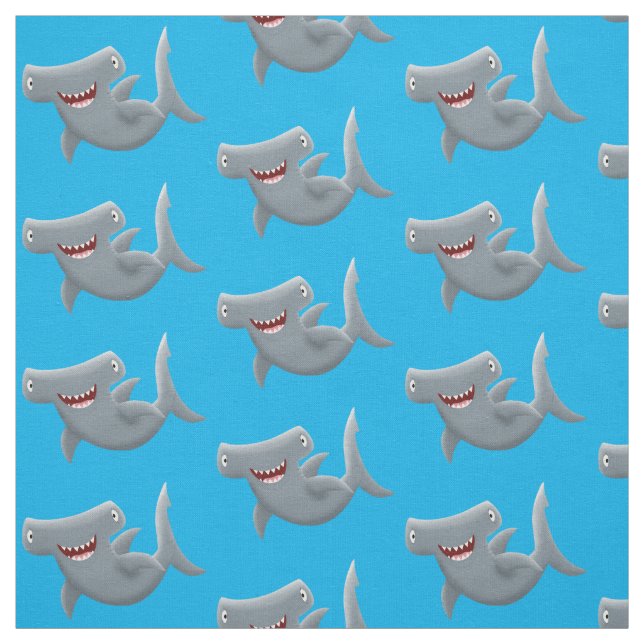 Funny niedlich Hammerhead Hai Cartoon Stoff (Muster)