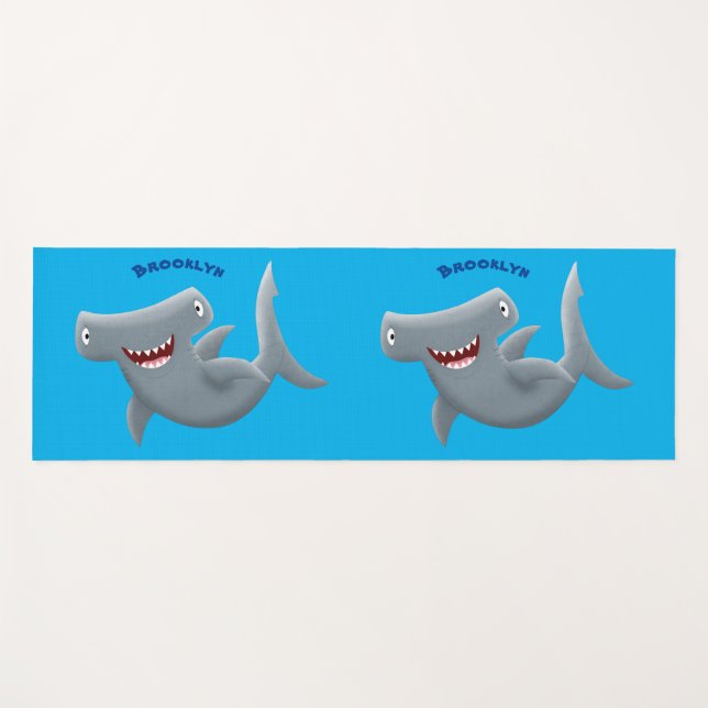 Funny niedlich Hammerhead Hai Cartoon Yogamatte (Vorderseite (Horizontal))