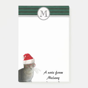 Funny niedlich Holiday santa Katzenmonogramm Post-it Klebezettel