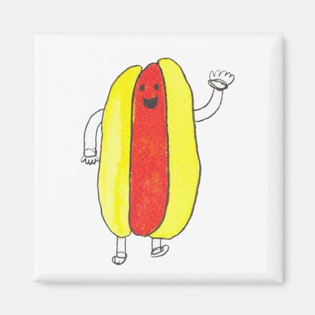 Funny Niedlich Hot Dog Kawaii Magnet (Vorne)