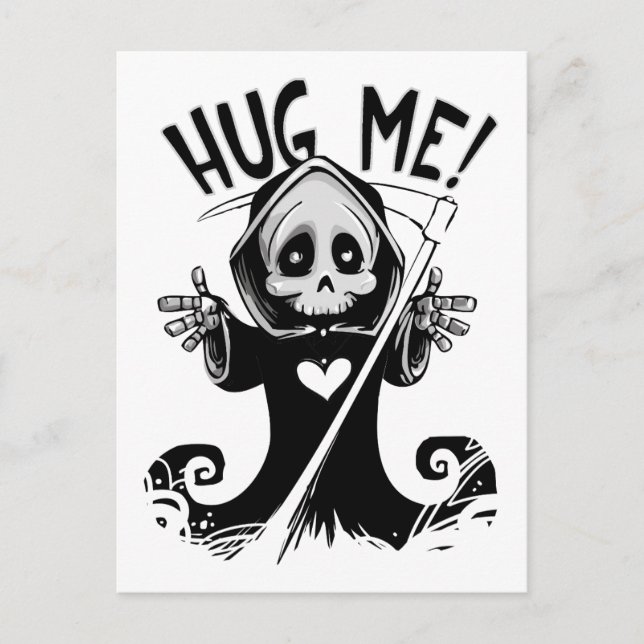 Funny Niedlich Hug Me Grim Sensenmann Postkarte (Vorderseite)