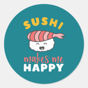 Funny Niedlich Kawaii Sushi Japi Food Lover Runder Aufkleber