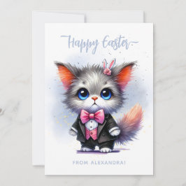 Funny Niedlich Kitty in Tuxedo Frohes Ostern Feiertagskarte