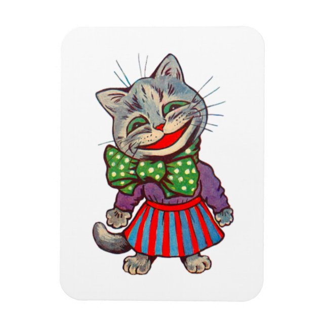 Funny Niedlich Lächeln Retro 1930er Girl Cat Masco Magnet (Vertikal)