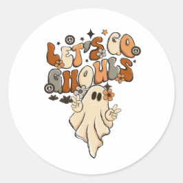 Funny Niedlich Let's Go Ghouls Halloween Herbst He Runder Aufkleber