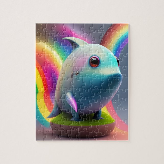 Funny Niedlich Little Baby Shark Wtith Rainbow (Vertikal)
