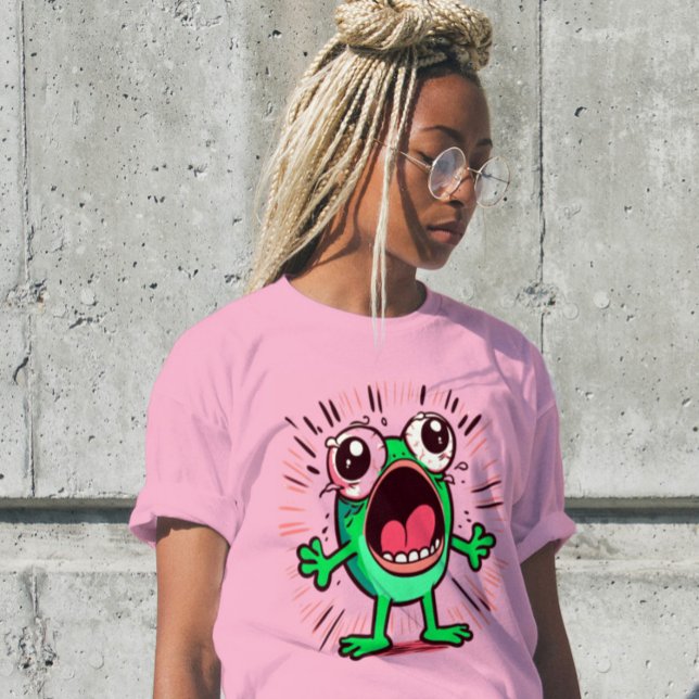 Funny Niedlich Modern Screening Frog Geschenk Frau T-Shirt (Von Creator hochgeladen)