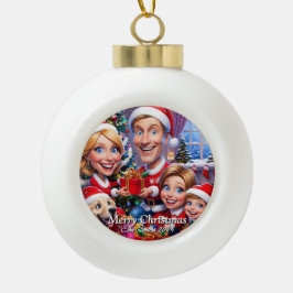 Funny, Niedlich, Modernes Foto Weihnachten Keramik Kugel-Ornament