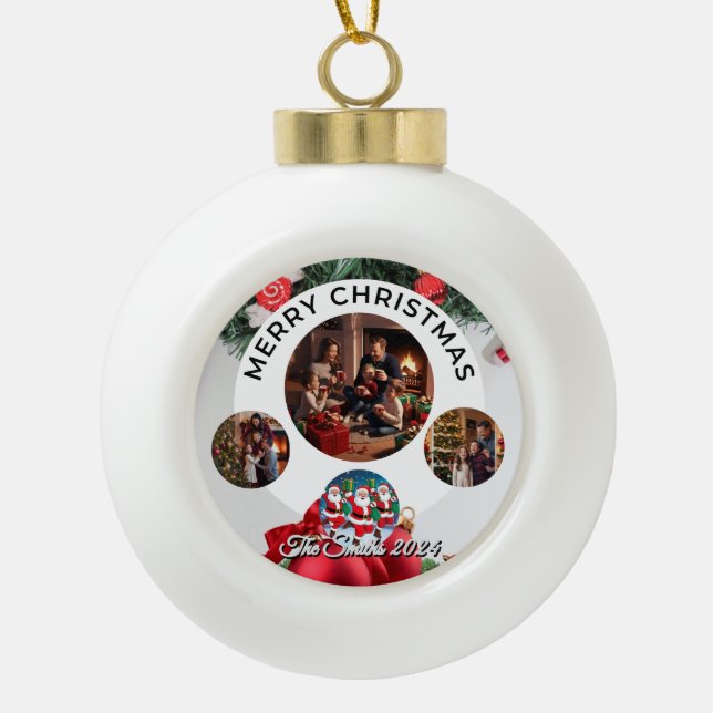 Funny, Niedlich, Modernes Foto Weihnachten Keramik Kugel-Ornament (Vorderseite)