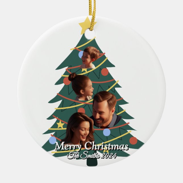 Funny, Niedlich, Modernes Foto Weihnachten Keramik Ornament (Vorne)
