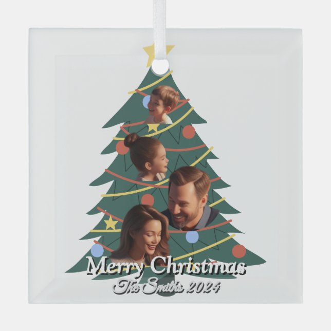 Funny, Niedlich, Modernes Foto Weihnachten Ornament Aus Glas (Vorderseite)