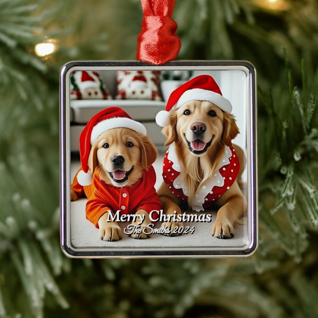 Funny, Niedlich, Modernes Foto Weihnachten Ornament Aus Metall (Baum)