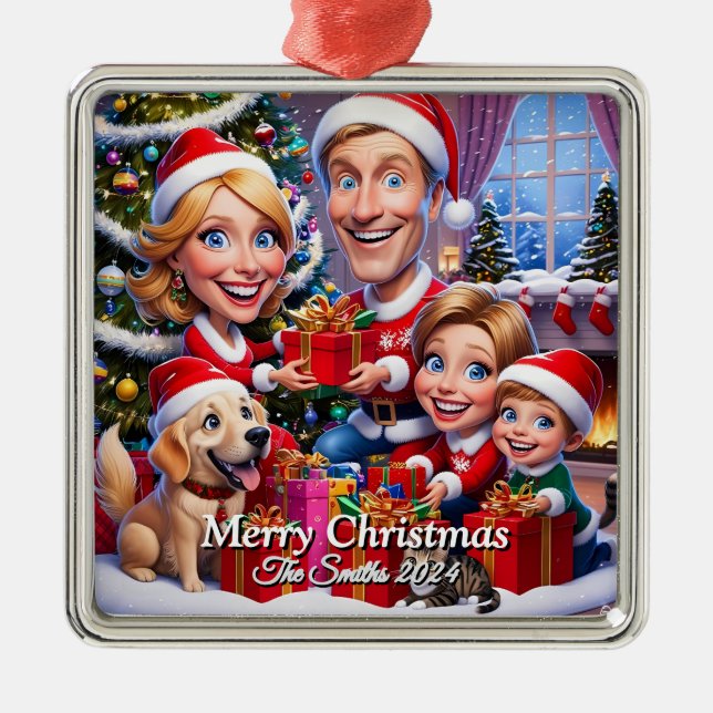 Funny, Niedlich, Modernes Foto Weihnachten Ornament Aus Metall (Vorne)
