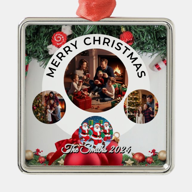 Funny, Niedlich, Modernes Foto Weihnachten Ornament Aus Metall (Vorne)