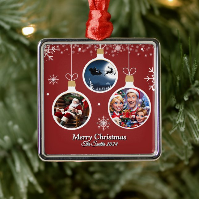 Funny, Niedlich, Modernes Foto Weihnachten Ornament Aus Metall (Baum)