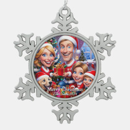 Funny, Niedlich, Modernes Foto Weihnachten Schneeflocken Zinn-Ornament