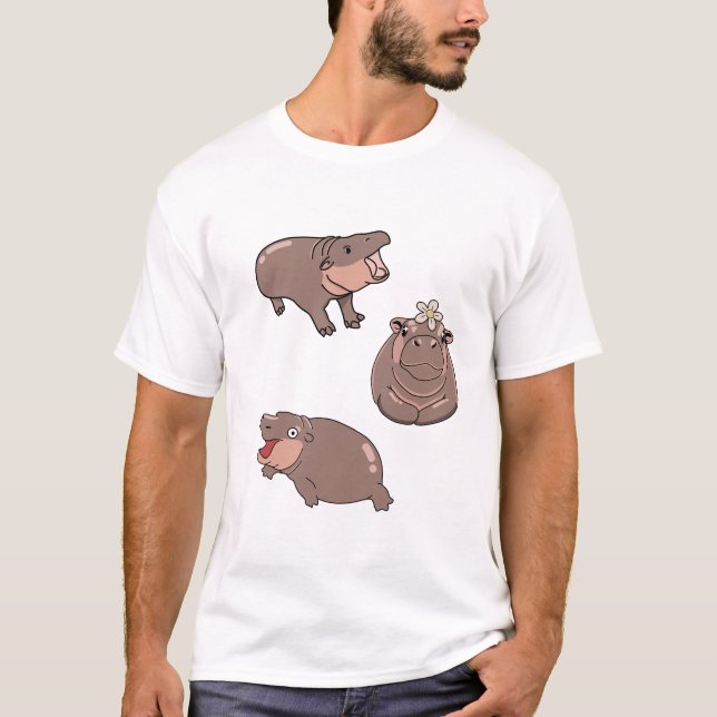 Funny Niedlich Moo Deng Hippo Baby Bouncy Pig 4 T-Shirt (Vorderseite)